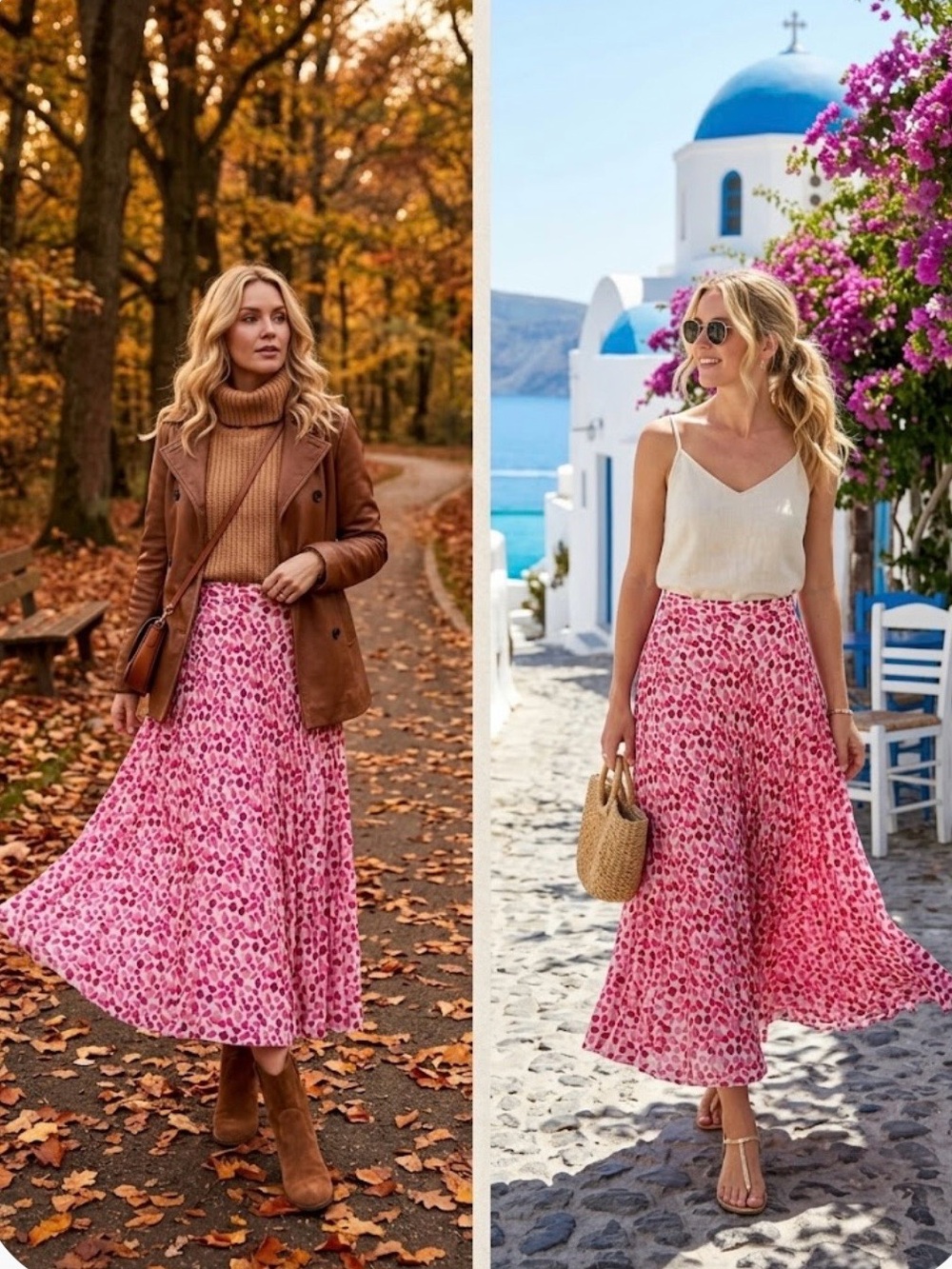 Zara Pink Printed Maxi Skirt